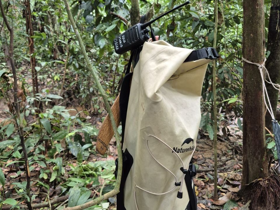 Walkie talkie and dry bag