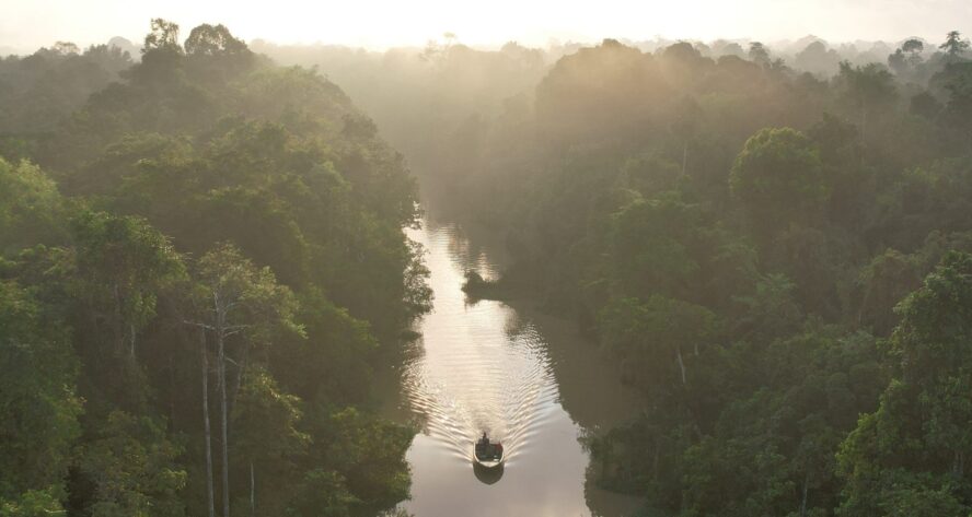 View of the Kinabatangan River in Sabah, Borneo, Malaysia