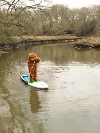 Jennah fancy dress paddle boarding for Orangutan Appeal UK