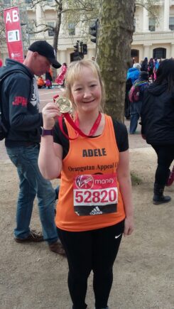 Adele Grange in the London Marathon for Orangutan Appeal UK