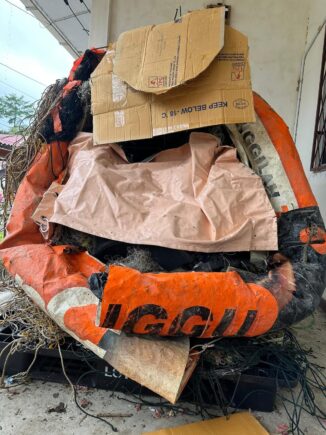 Close up of orangutan sculpture whilst it is being made
