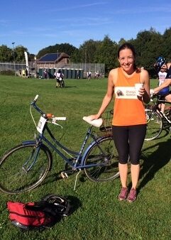 Alicia Medlicott in the London to Brighton cycle for Orangutan Appeal UK