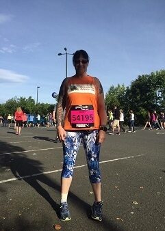 Mandy Gisbourne in the Great North Run for Orangutan Appeal UK