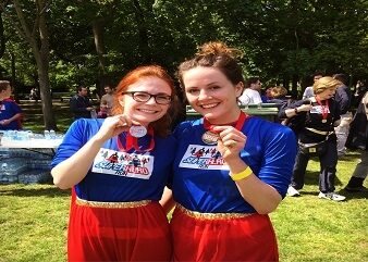 Polly and Sophie at the Super Hero Run for Orangutan Appeal UK