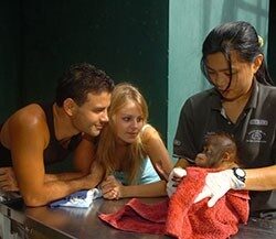 Tina O'Brien (Sarah Platt) and Ryan Thomas (Jason Grimshaw) visit Sepilok Orangutan Rehabilitation Centre