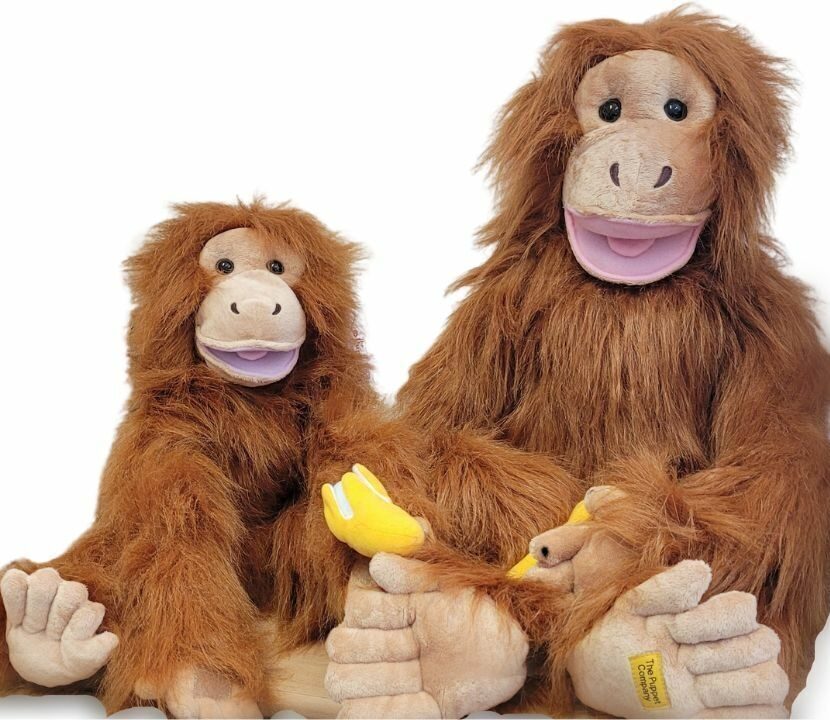 Medium and large orangutan hand puppet