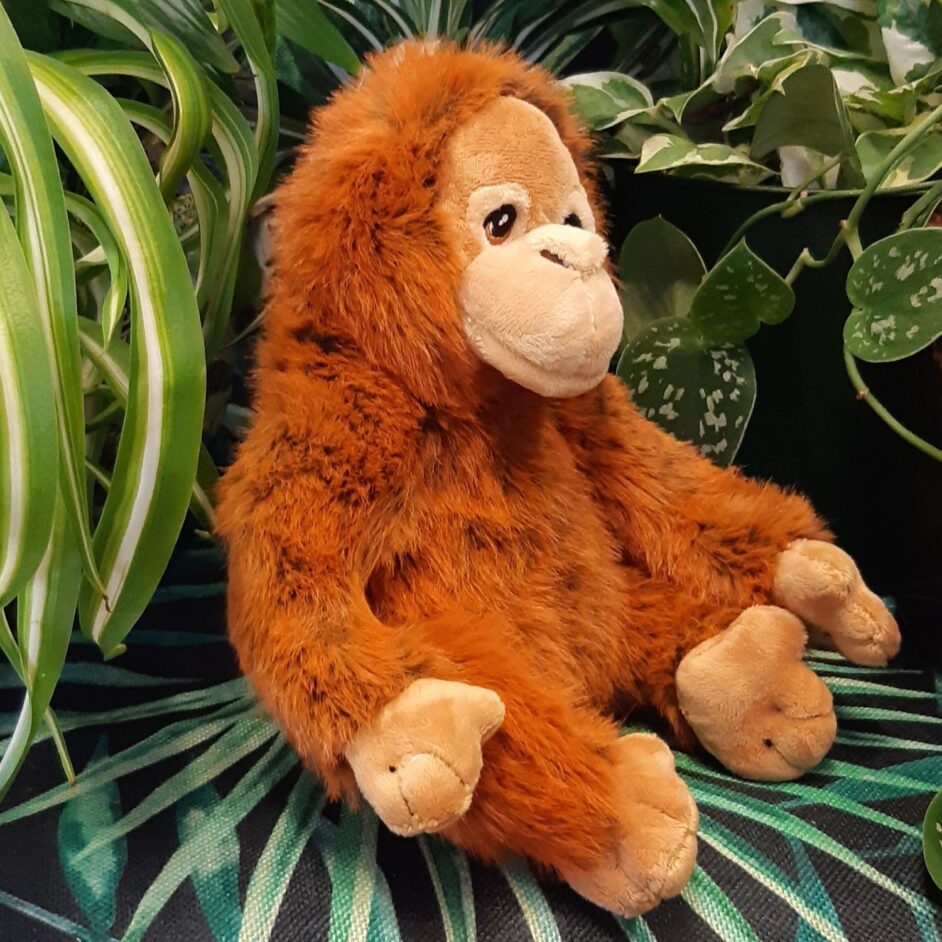 Orangutan plush toy right facing