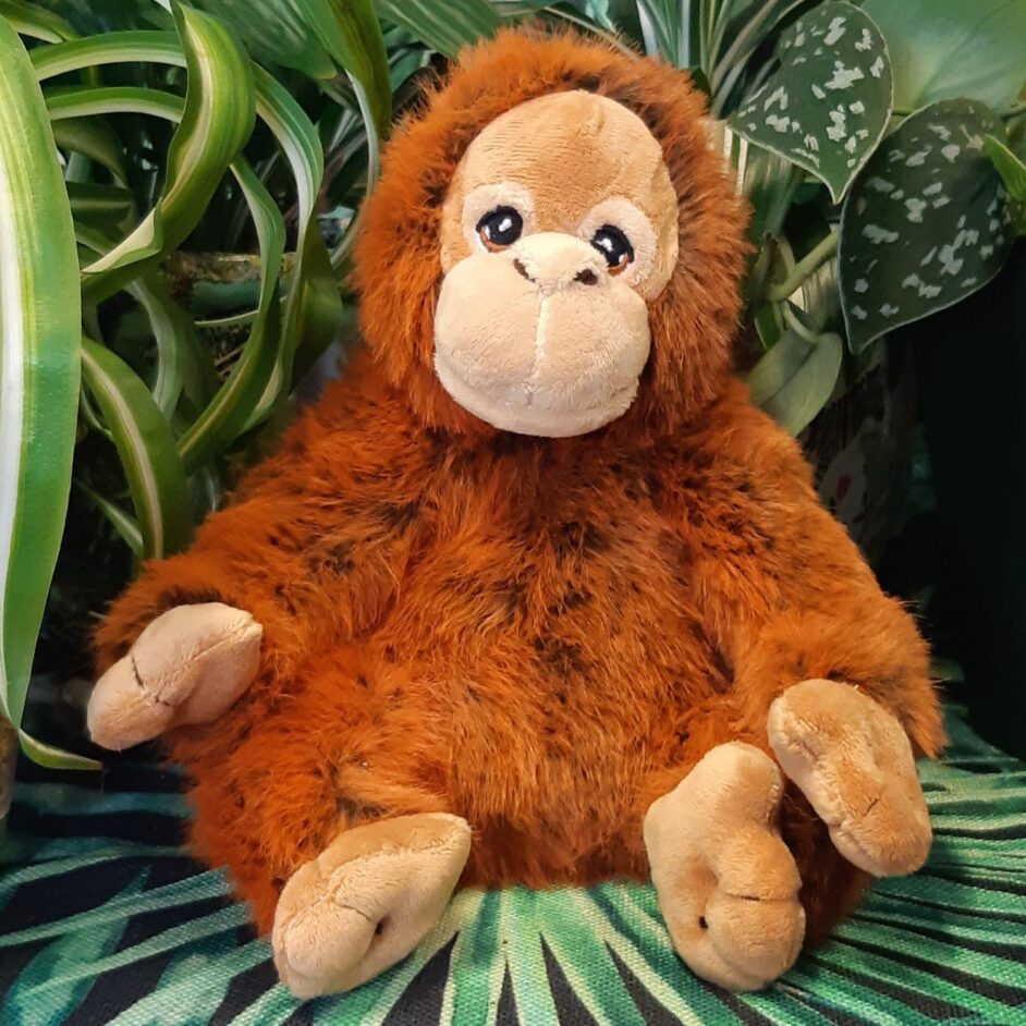 Orangutan plush toy seated